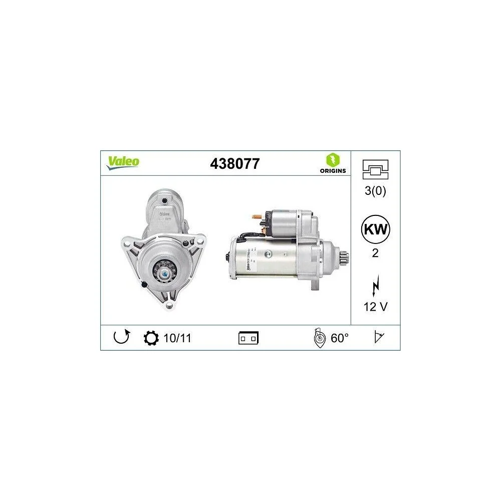 Стартер VALEO 438077 VALEO ORIGINS - NEW O.E. TECHNOLOGIE для AUDI VW, фото №1 Стартер VALEO 438077 VALEO ORIGINS - NEW O.E. TECHNOLOGIE для AUDI VW, фото №1
