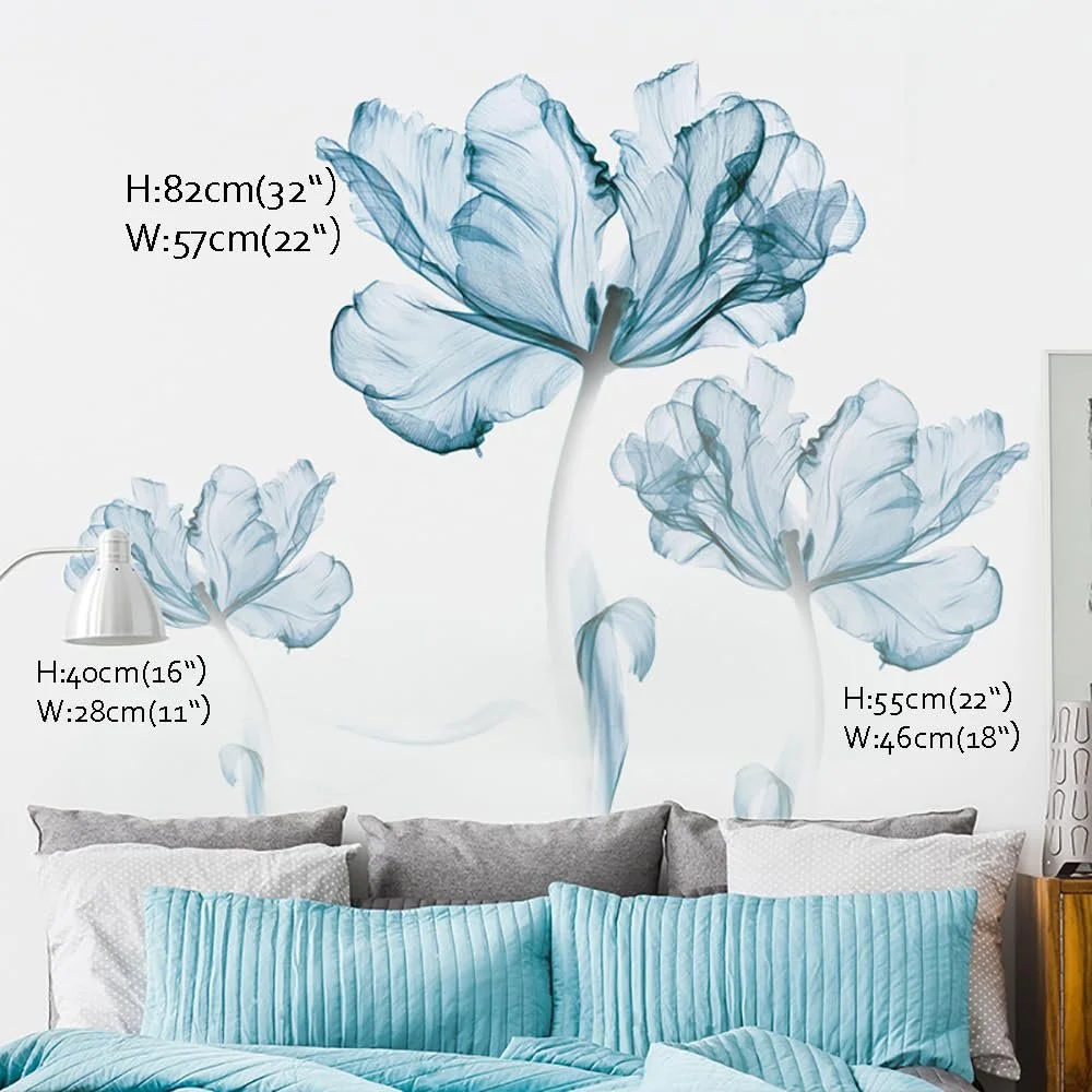 Настінна наклейка Runtoo Flowers Poppies Блакитна, фото №3