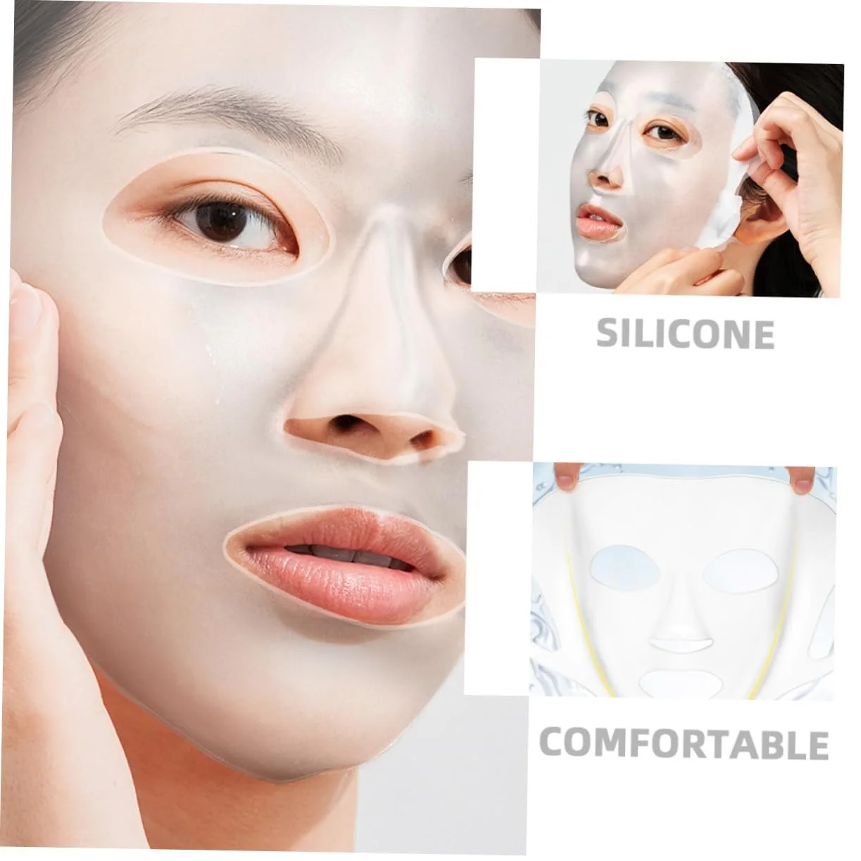 Силіконова маска-чохол для зволожуючих масок PACKOVE, 3 шт., прозора, фото №3