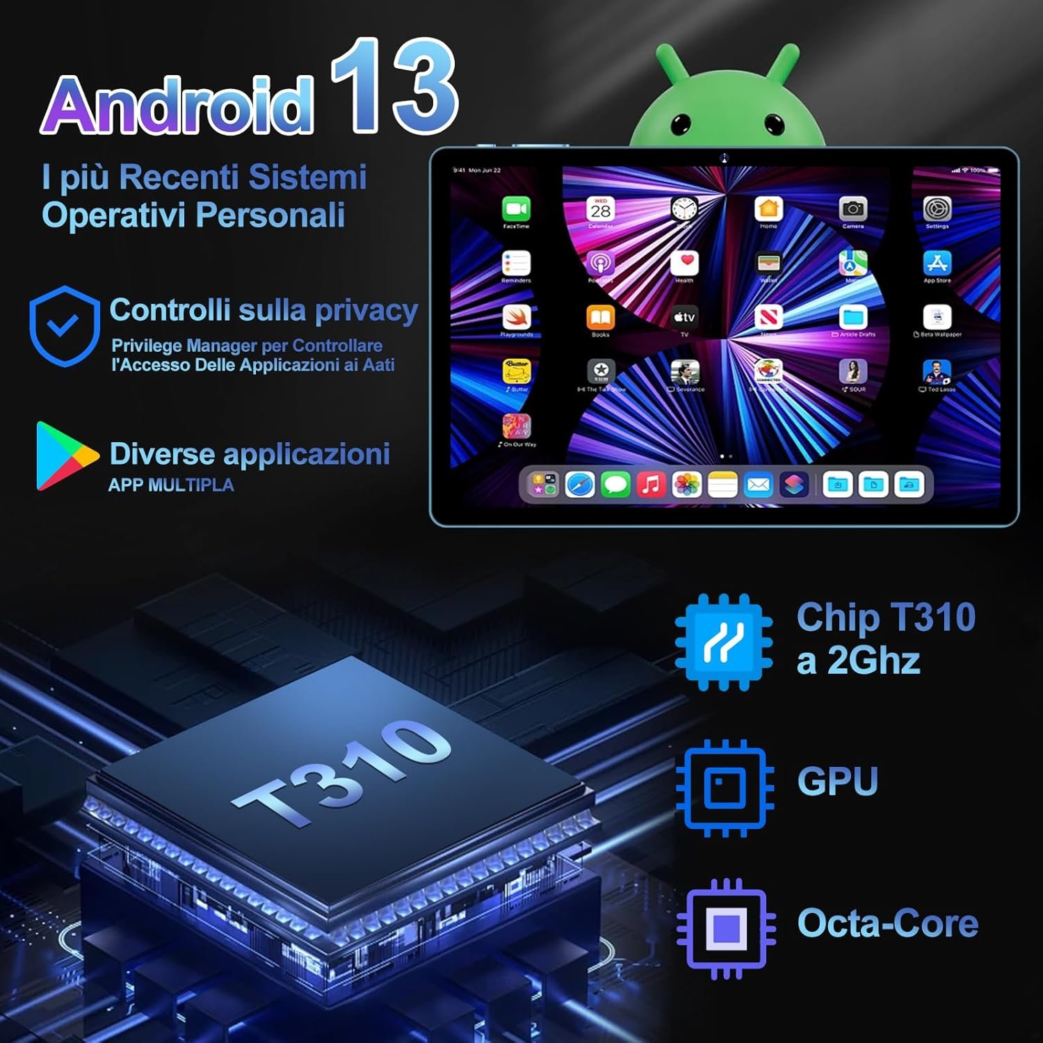 Планшет 10.1" GOODTEL G3 6+6/128Gb 8 ядер Android 13 6000 mAh Синий, фото №3