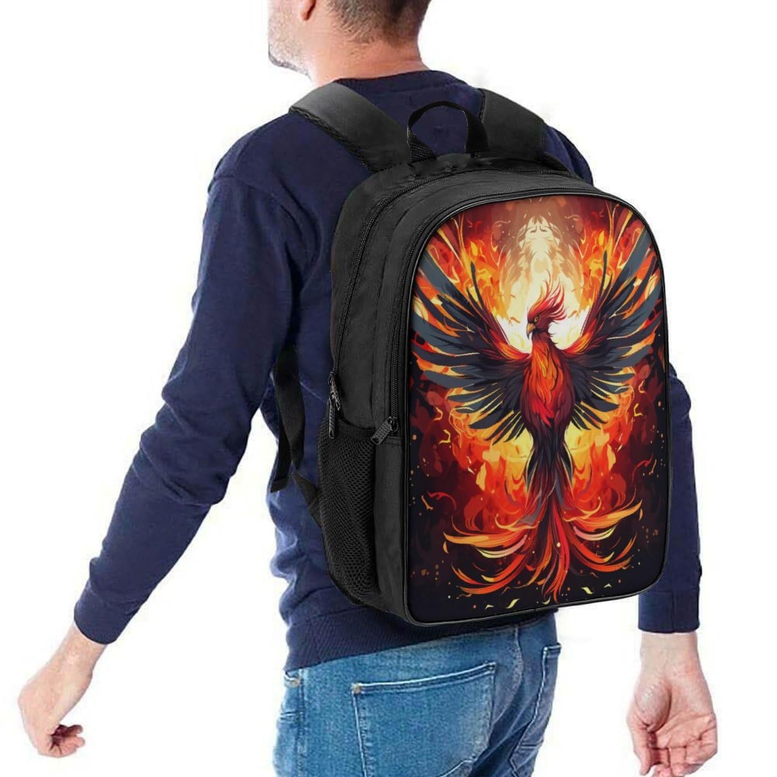 Ранець DPEOANEBN Fire Phoenix для школи для хлопчиків, дівчаток, підлітків, водонепроникний рюкзак, шкільний ранець для жінок і чоловіків, сумка для ноутбука, рюкзак 40x28x16 см, фото №5