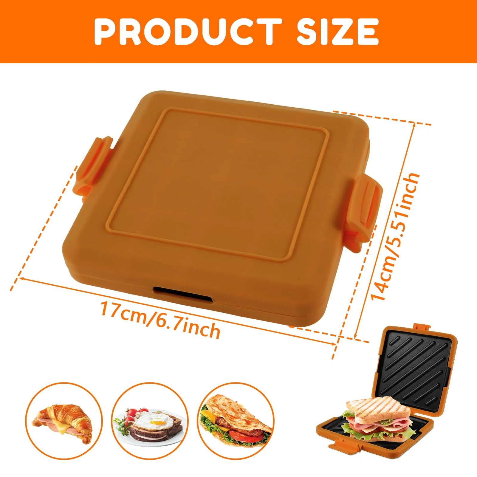 Сендвічниця CBWERBB, силіконовий посуд для мікрохвильової печі Помаранчева, фото №2