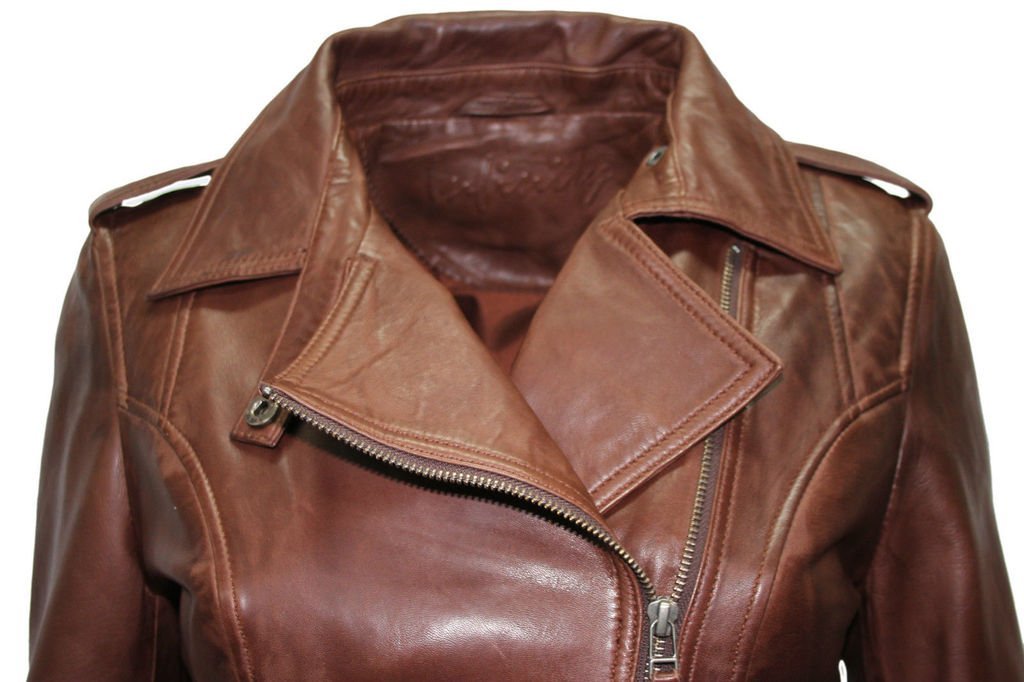 Байкерская куртка Brando Ladies Bikers 442 Повседневная Коричневая Мягкая Кожа Наппа, фото №5