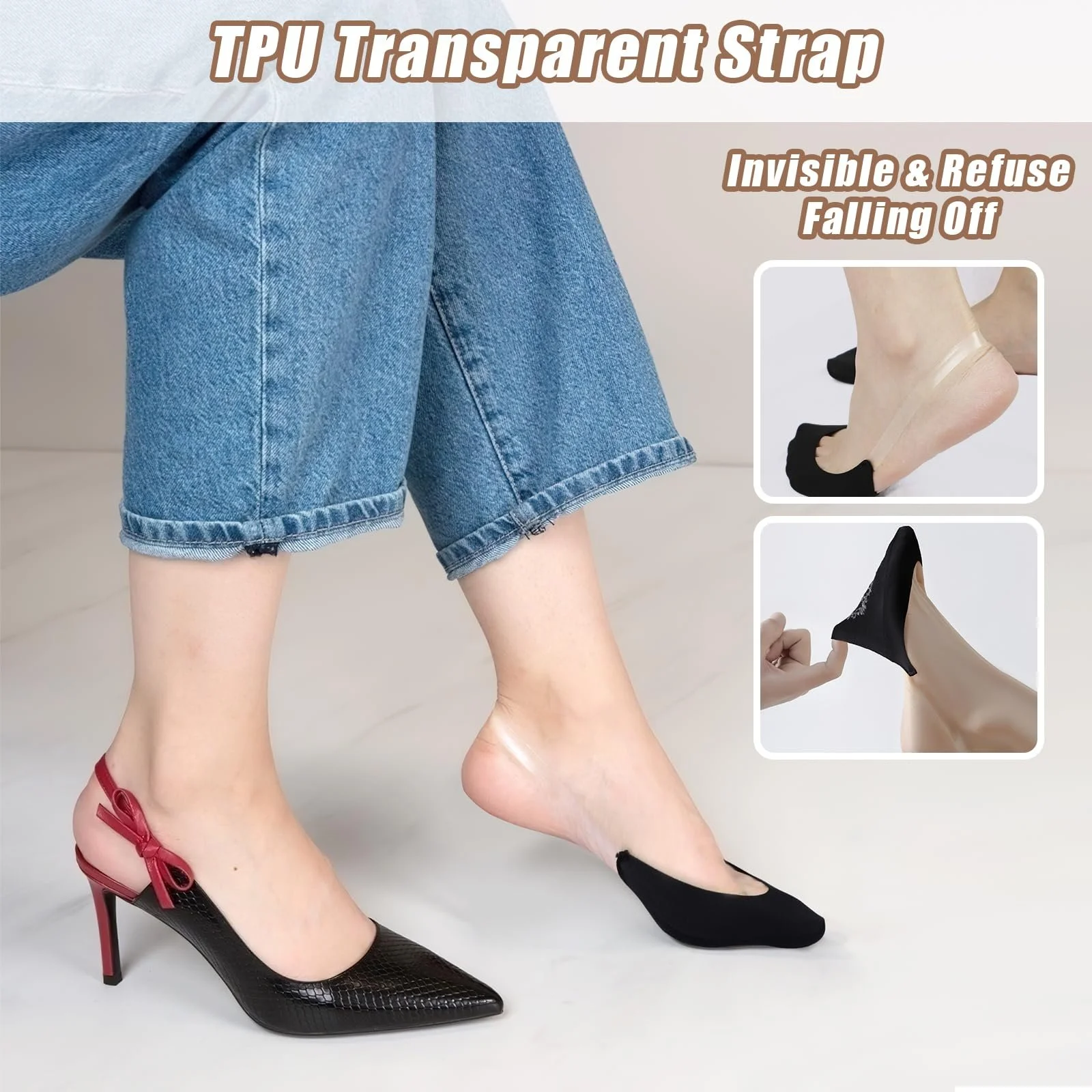 Шкарпетки-слідки No Show для босоніжок та високих підборів, 6 пар, фото №2 Шкарпетки-слідки No Show для босоніжок та високих підборів, 6 пар, фото №2