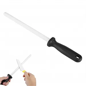 Керамічний мусат для заточування ножів Diamond Carbon Professional з направляючими кута та ударостійким ковпачком - Фото 1