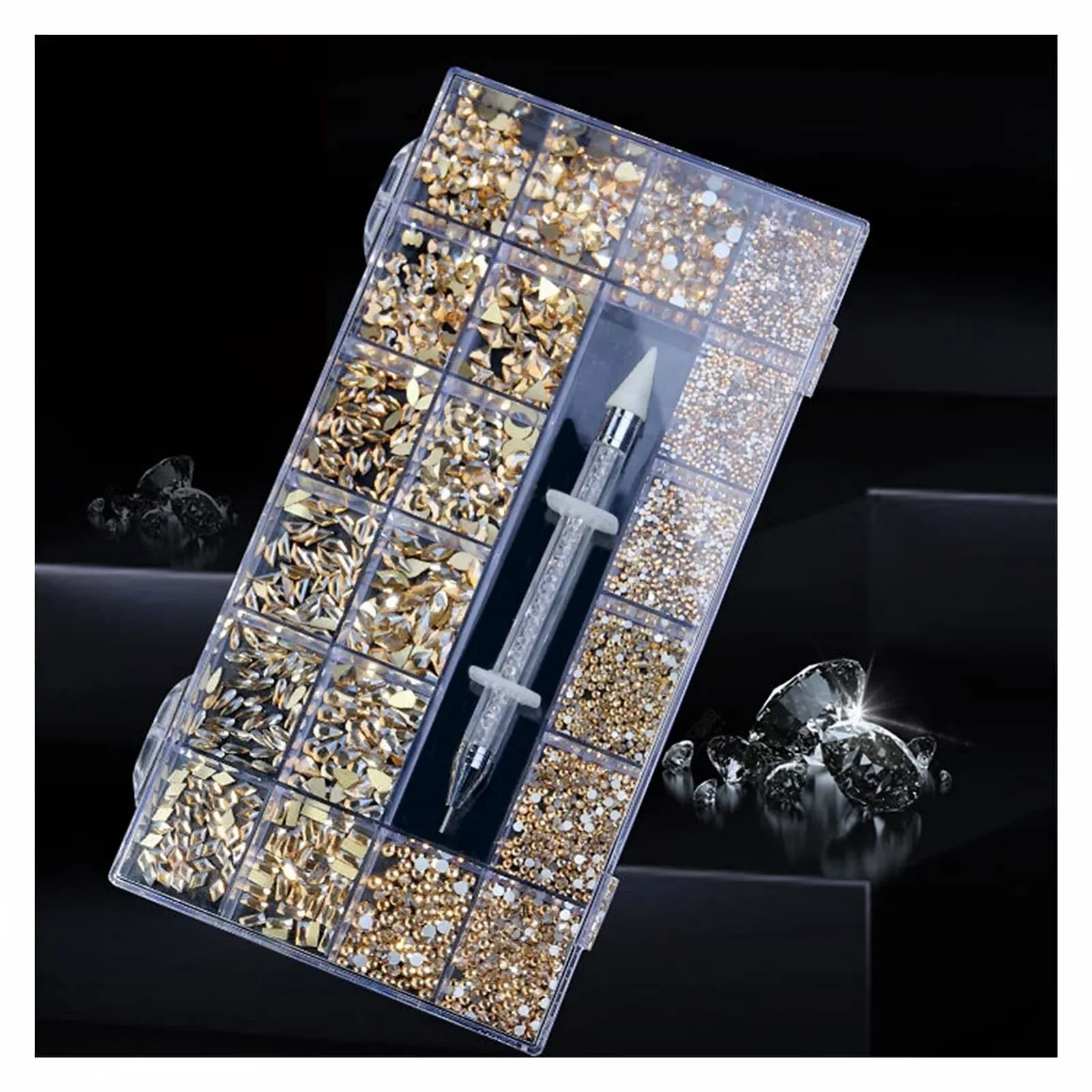 Набор Страз для Ногтей yaoqijie, 5000 шт, Multi Size, Crystal AB, Разные Формы, 3D, красный цвет, фото №6