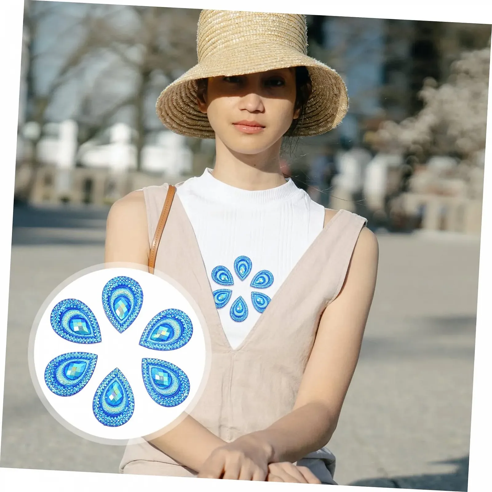 Стрази Краплі води Форма павиного хвоста 2 шт. Смола, фото №6