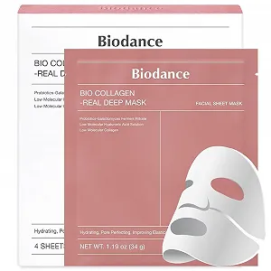 Маска для лица Biodance Organic Collagen Deep с коллагеном, увлажняющая и укрепляющая, с гиалуроновой кислотой, ниацинамидом и галактомицетами, 4 шт, 34 г - Фото 1