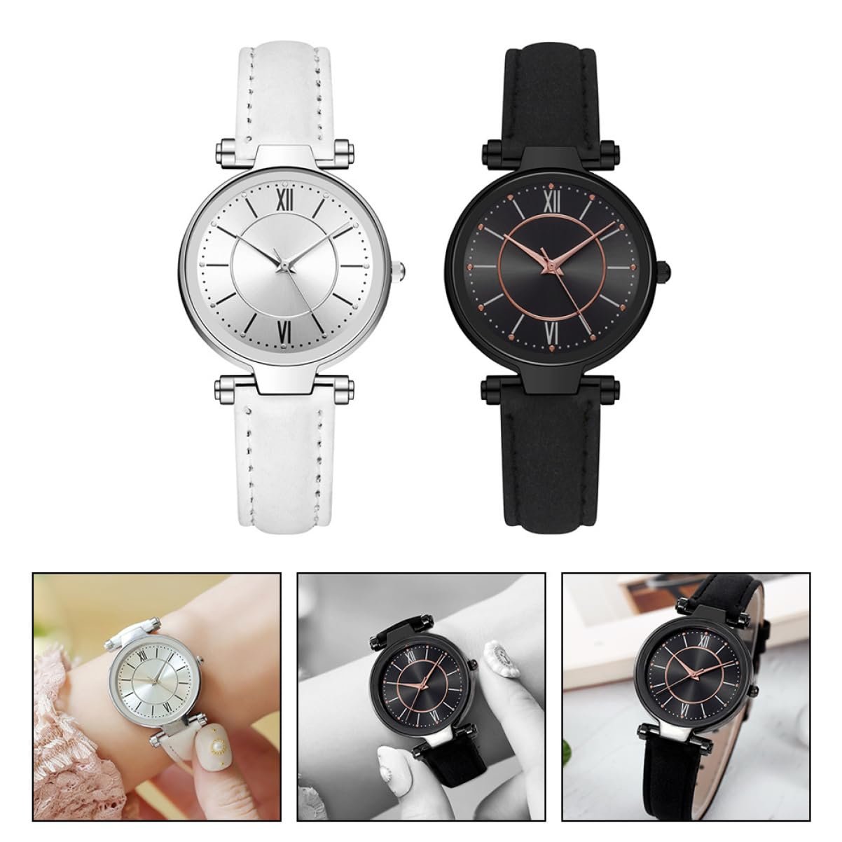 Жіночий Годинник LIFKOME Кварцовий Повсякденний Чорно-білий Ремінець, фото №9