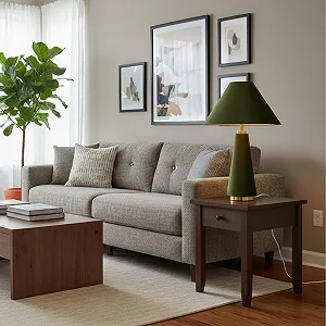 Настільна лампа Relaxdays E14 47 x 30 cm Оливкова/Золота synthetic.ua - Фото 1