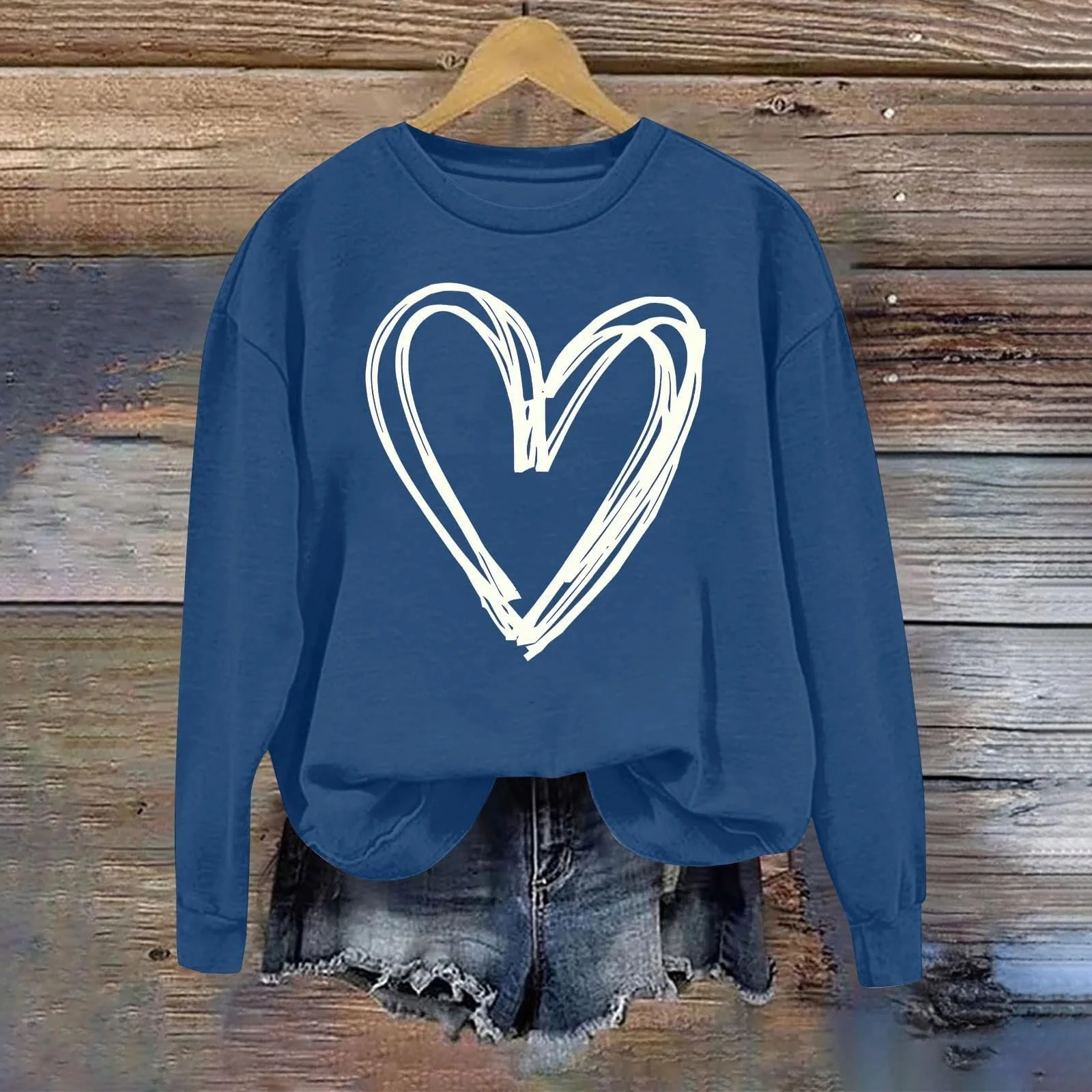 Женский пуловер Gwnauz Толстовка С длинными рукавами и круглым вырезом с сердечками, фото №4 Женский пуловер Gwnauz Толстовка С длинными рукавами и круглым вырезом с сердечками, фото №4