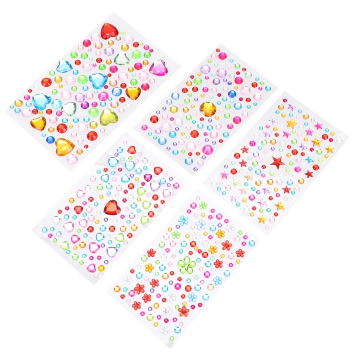 Набор кристаллических наклеек NUOBESTY (5 листов) с акриловыми стразами разных форм и цветов для игрушек, мобильных телефонов, фоторамок, фото №1
