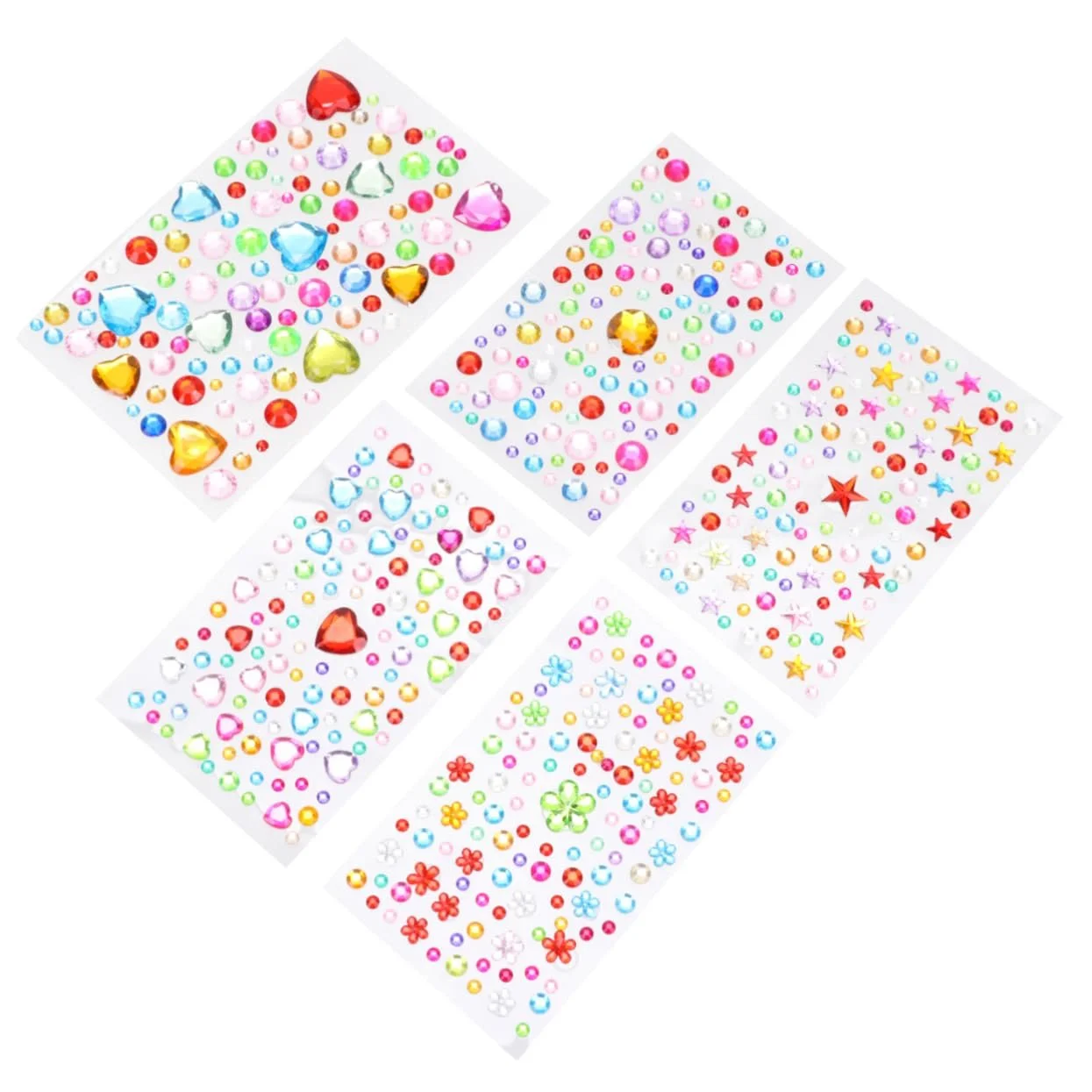 Набір кристалічних наклейок NUOBESTY (5 аркушів) з акриловими стразами різних форм і кольорів для іграшок, мобільних телефонів, фоторамок, фото №1