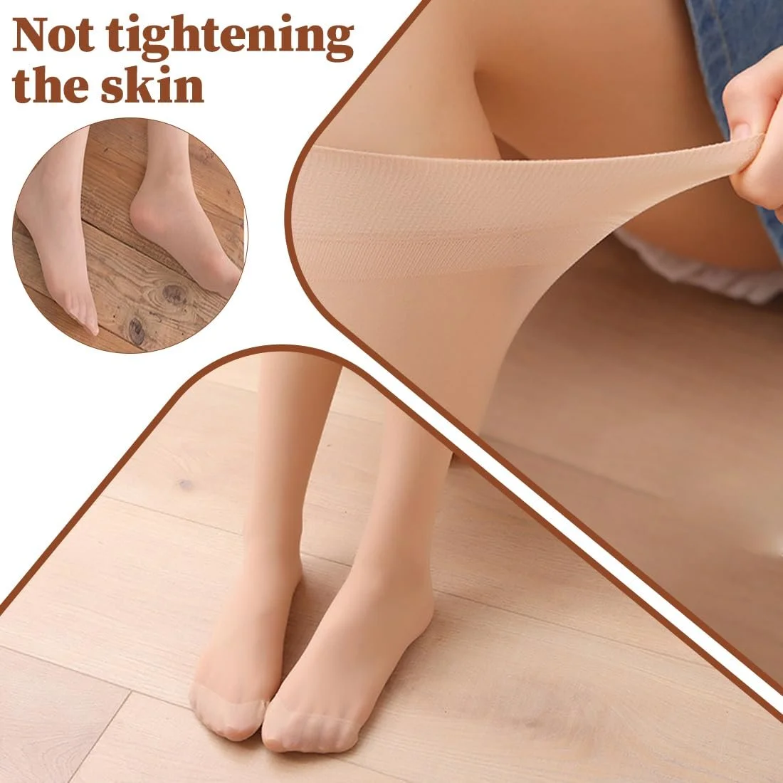 Чулки до колен Nylon 40 Den Прозрачный, Телесный цвет (2 пары), фото №5