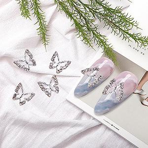 Подвески для ногтей Бабочки из сплава 10 шт серебристые металлические украшения для ногтей в форме бабочек хрустальные драгоценности для ногтей synthetic.ua - Фото 1