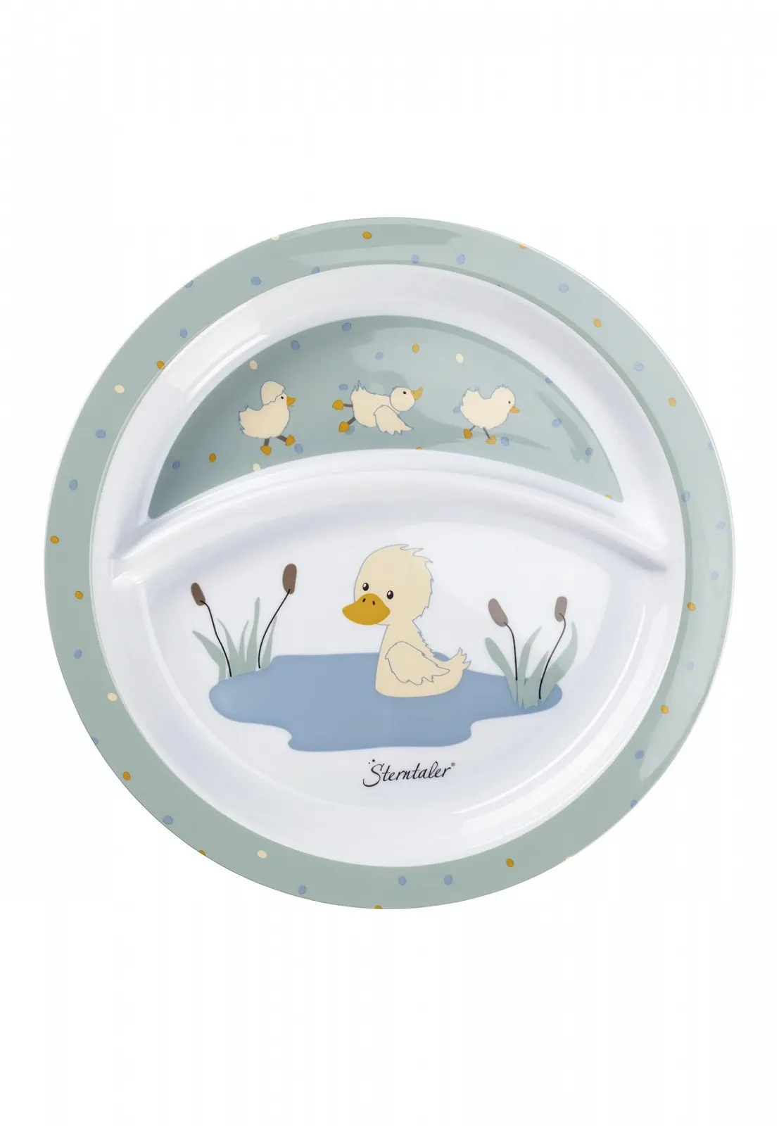 Набір посуду Sterntaler Edda Lou Duck Камінь Зелений, 5 предметів: чашка з ручками, тарілка, миска для каші з нековзною основою, ложка та виделка, фото №2