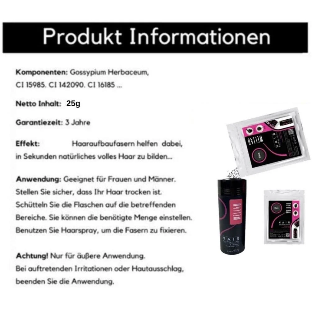 Філер для волосся WELL4U Розсіяне волосся, Тонке волосся, Для потовщення волосся, 10 кольорів, 25 г (Сірий, 25 г), фото №3