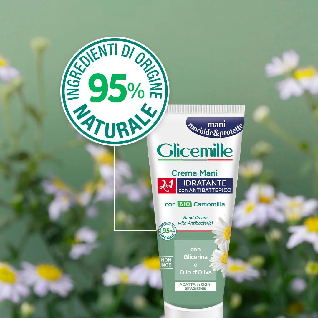 Крем для рук Glicemille Увлажняющий и гигиенический с глицерином, оливковым маслом и органической ромашкой 100 мл, фото №2 Крем для рук Glicemille Увлажняющий и гигиенический с глицерином, оливковым маслом и органической ромашкой 100 мл, фото №2