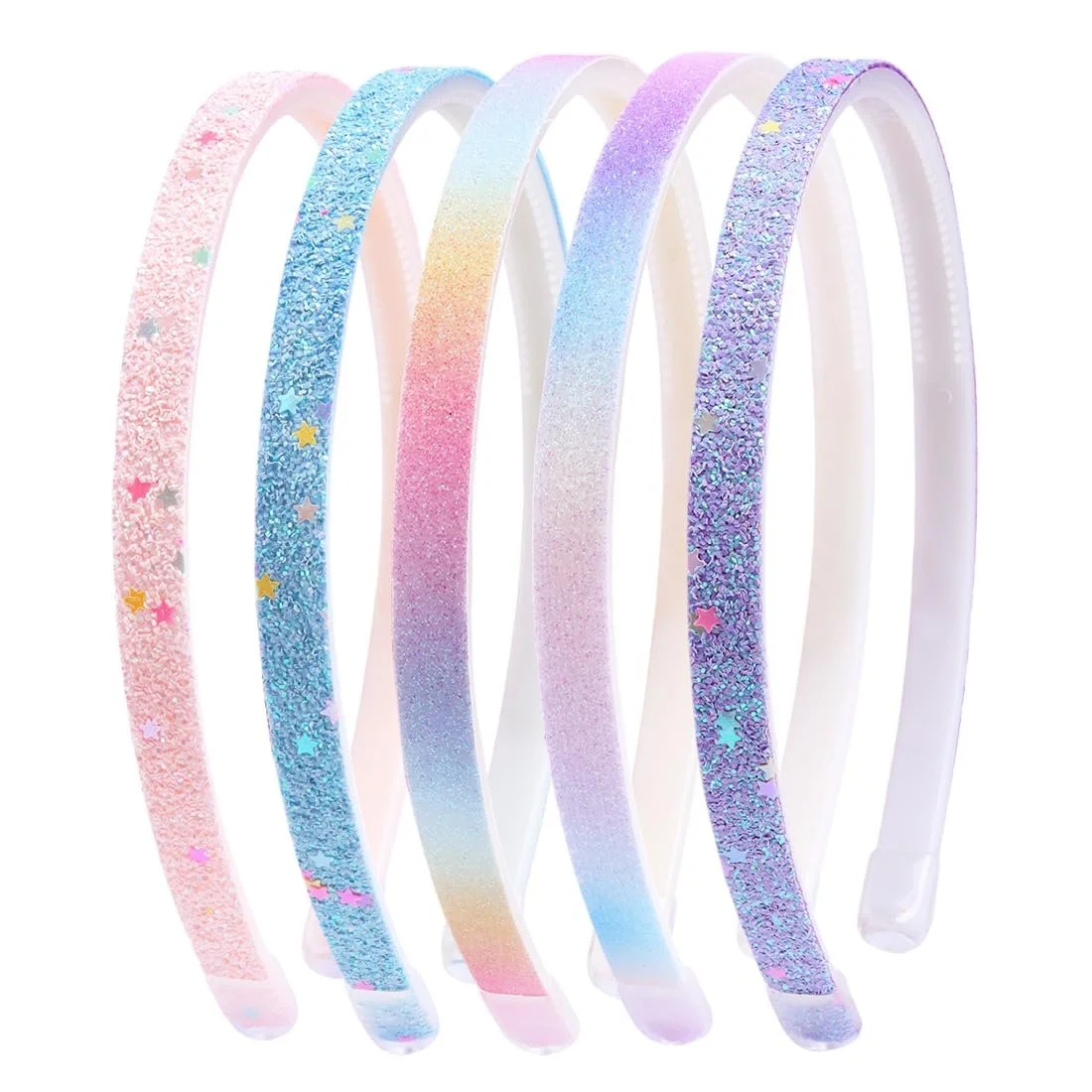 Набір з 5 блискучих обручів для волосся Блискітки, фото №1