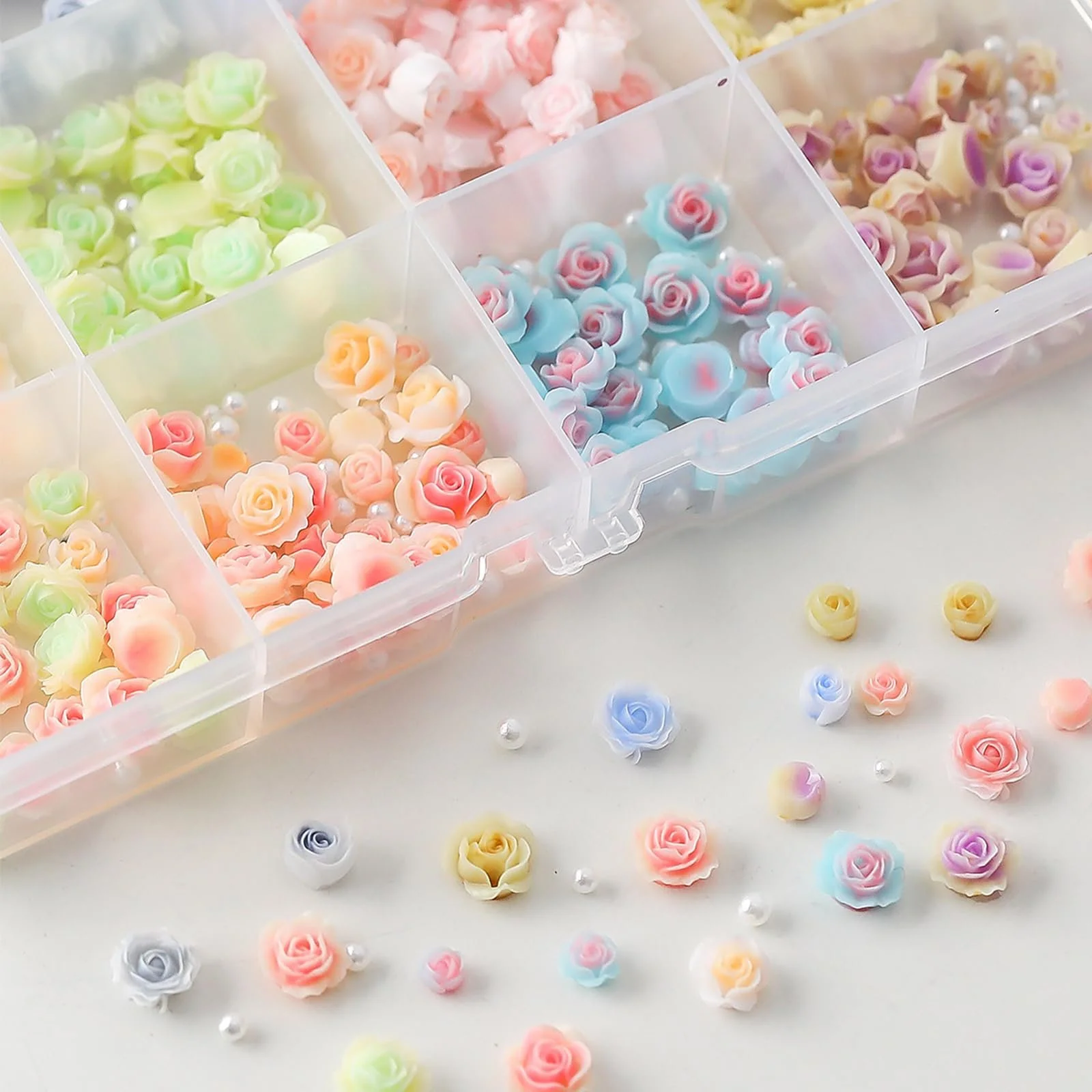 Украшения для ногтей Цветы, Объемные розы 3D, 12 цветов, фото №2