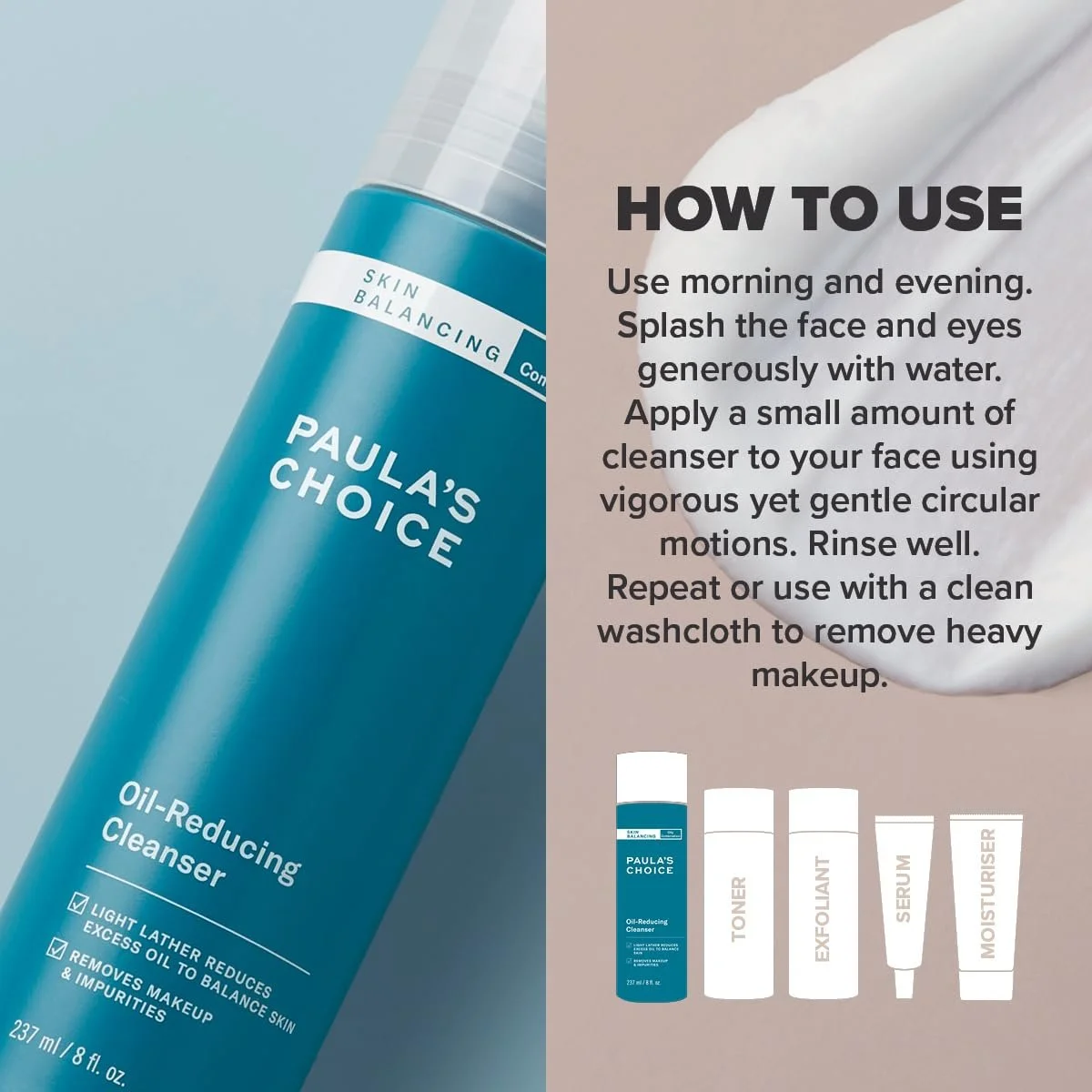 Очищувальний Засіб для Обличчя Paula's Choice SKIN BALANCING пінний для комбінованої та жирної шкіри 237 мл, фото №4