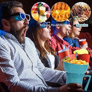 Кружка для снеков, многоразовый комбинированный контейнер для еды и чашка, портативный для взрослых, детей, для улицы, путешествий, кемпинга, пикника, вечеринки synthetic.ua - Фото 1