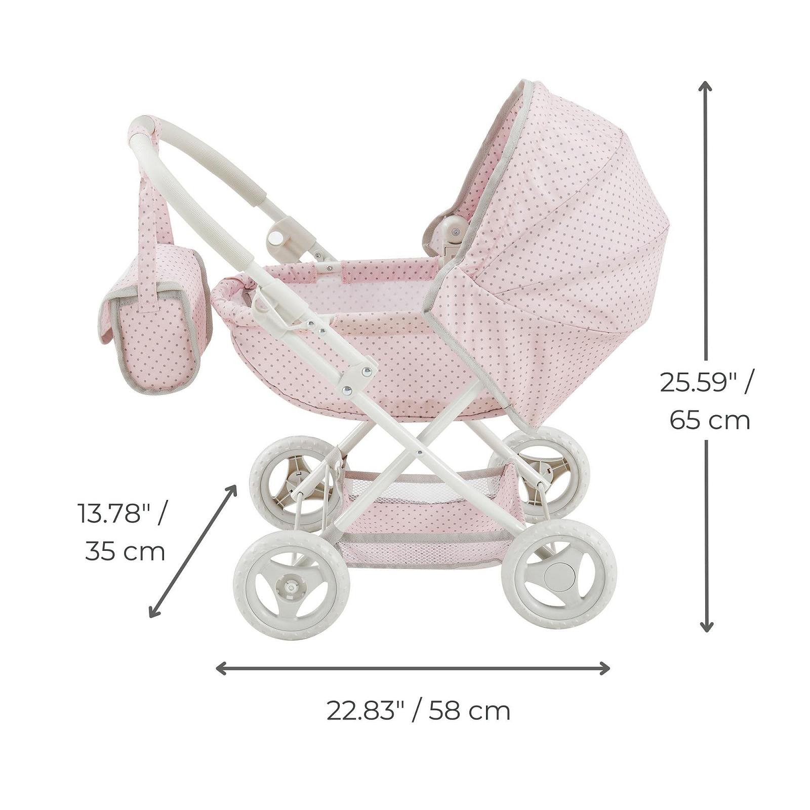 Коляска для ляльок Olivia's Little World Polka Dot Princess з висувним капюшоном і відділенням для зберігання Рожева, фото №4