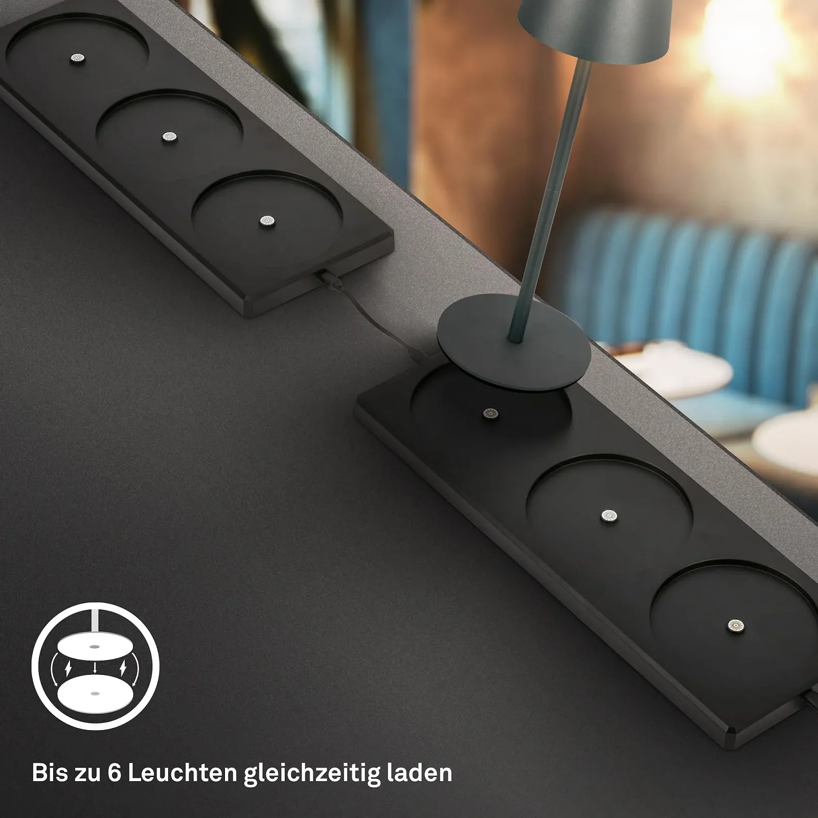 Набор из 3 светодиодных настольных ламп BRILONER RGBW аккумуляторные IP44 с зарядной станцией антрацит, фото №5