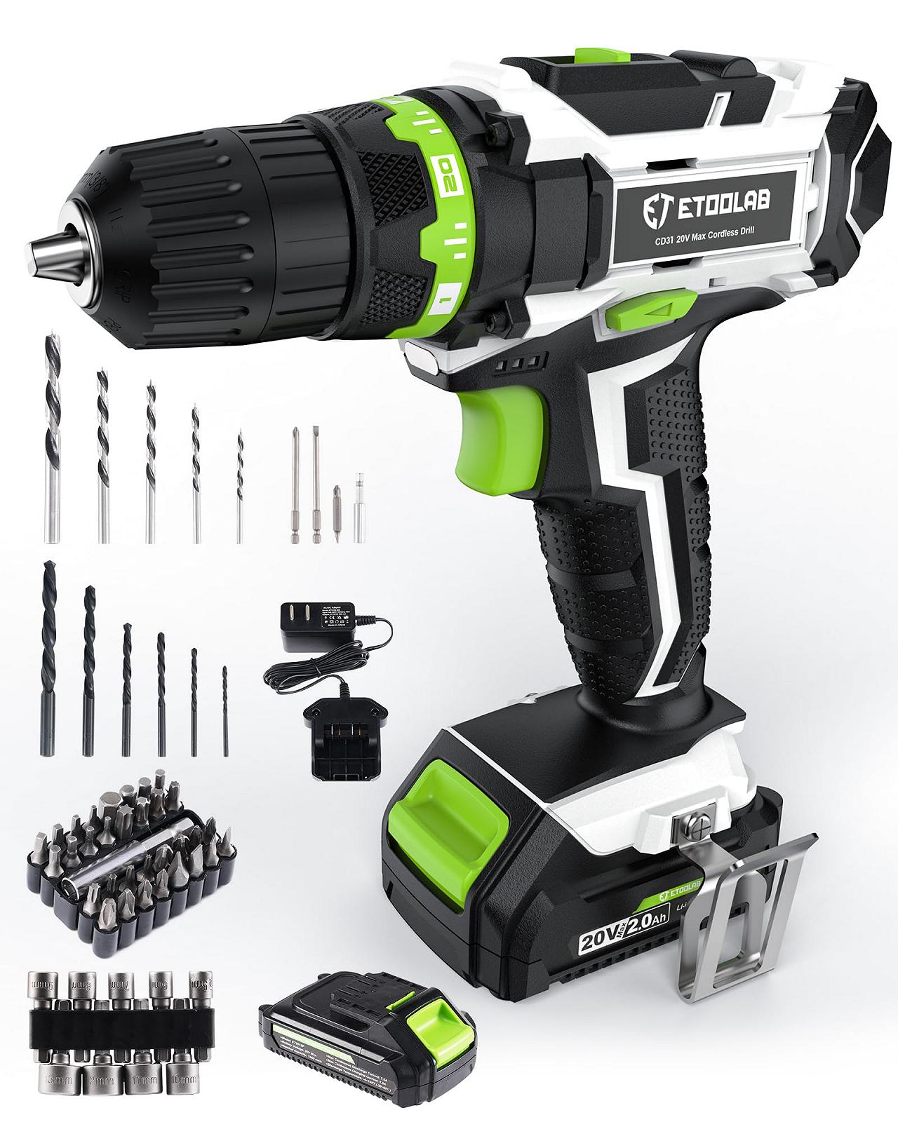 Безщітковий шуруповерт Professional Cordless 2-швидкісний 20V з набором 60 предметів, фото №1
