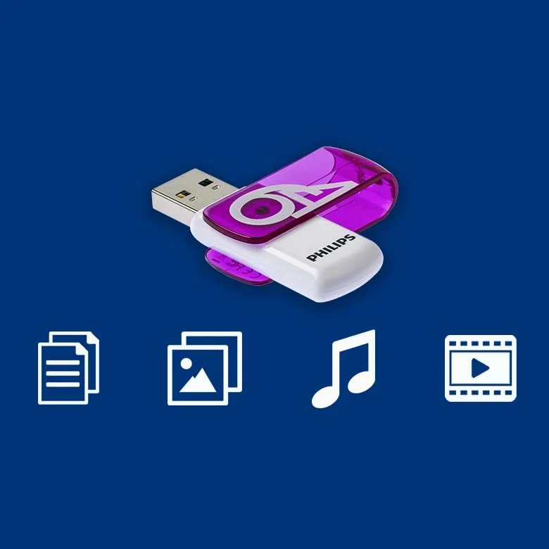 USB-накопичувач Philips Vivid Edition 64 ГБ High Speed 2.0 Swivel Cap White/Purple, фото №6