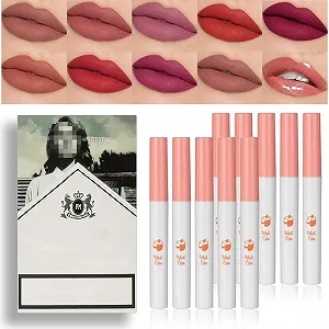 Набор блесков для губ Lana, набор помад 10 цветов, матовый блеск для губ, высокопигментированный бархат, набор для макияжа губ, стойкий и водостойкий, розовая красная нюдовая помада для женщин и девушек - Фото 1