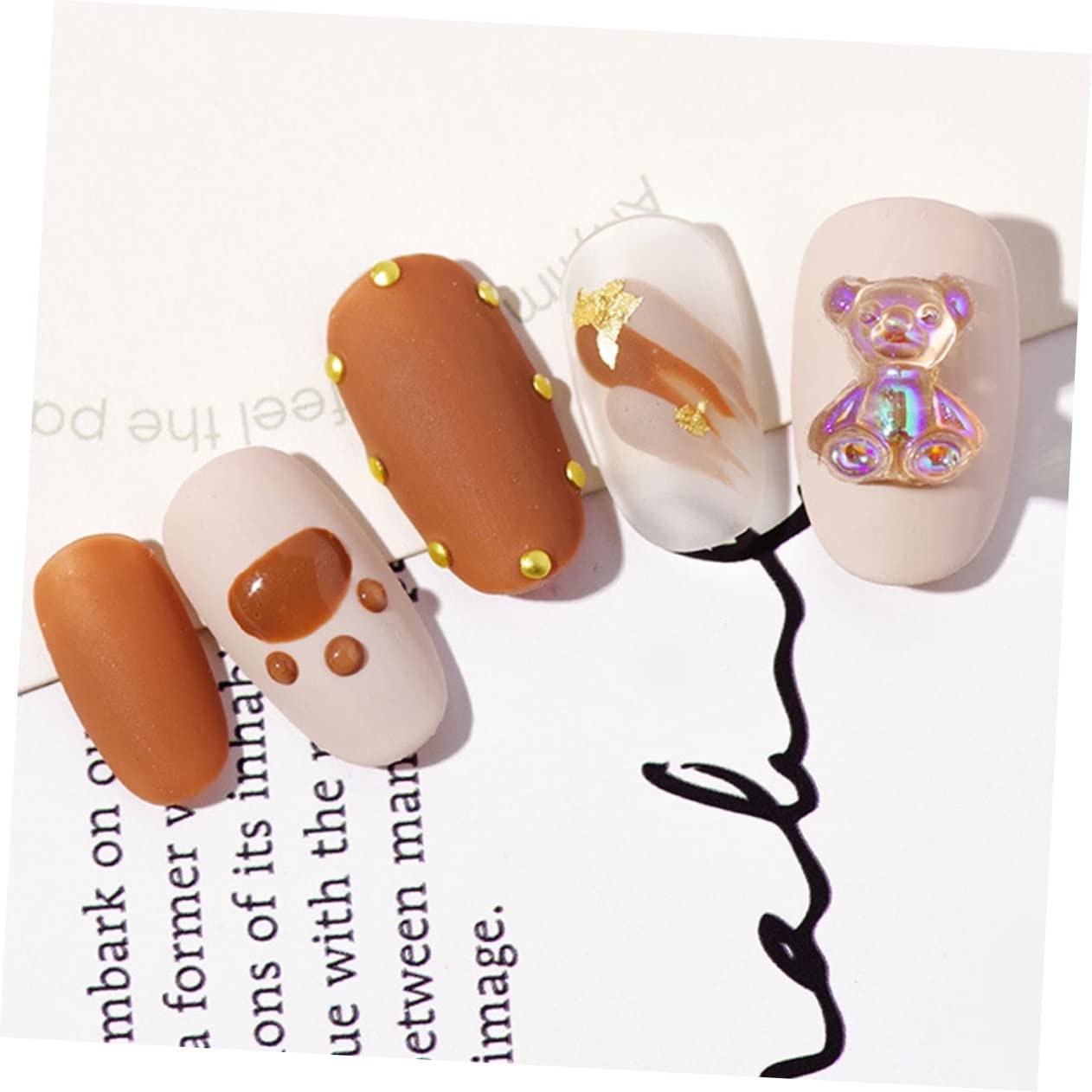 Прикраса для нігтів Ведмідь Amosfun 100 шт, прикраси для манікюру у формі ведмедя, полімерні наклейки, фото №7