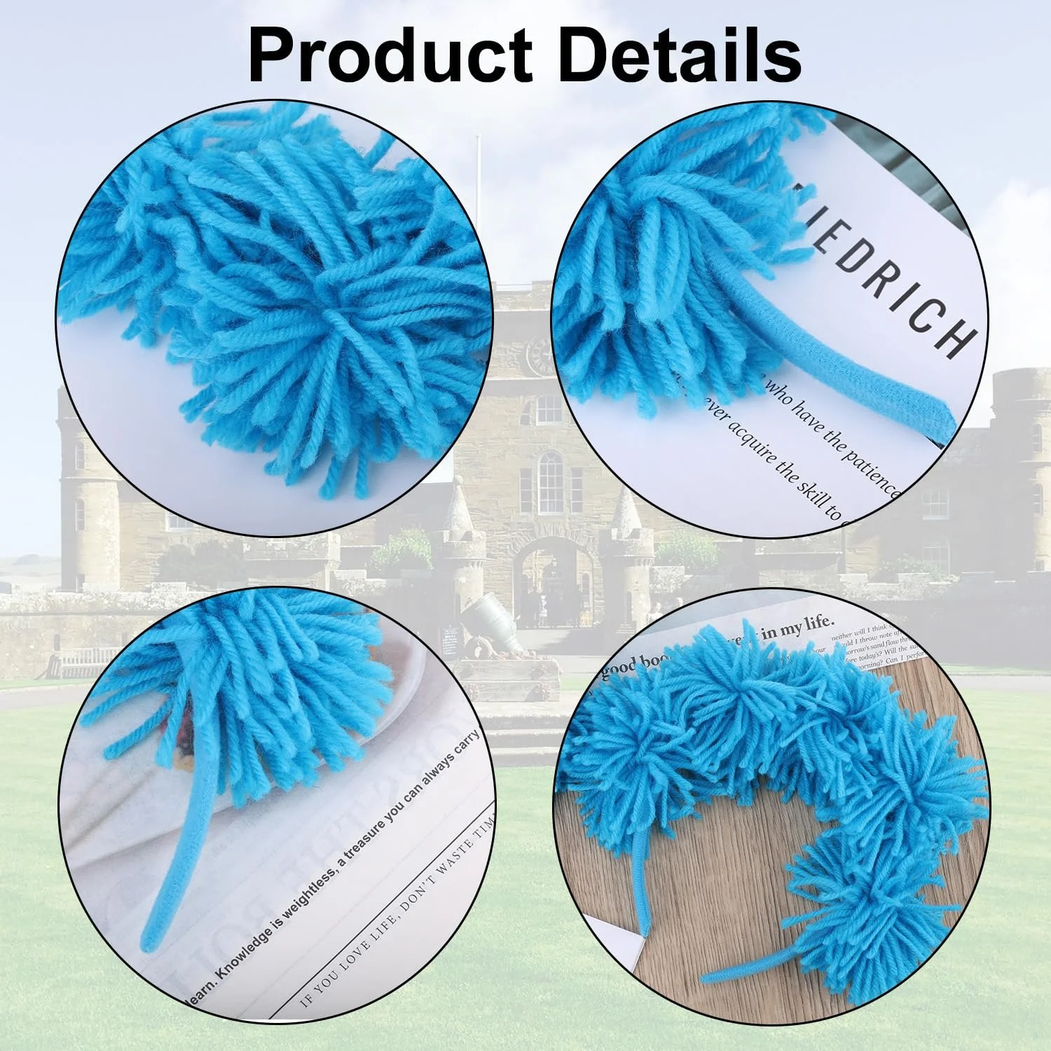 Набір з 2 блакитних пухнастих обручів на голову, фото №4