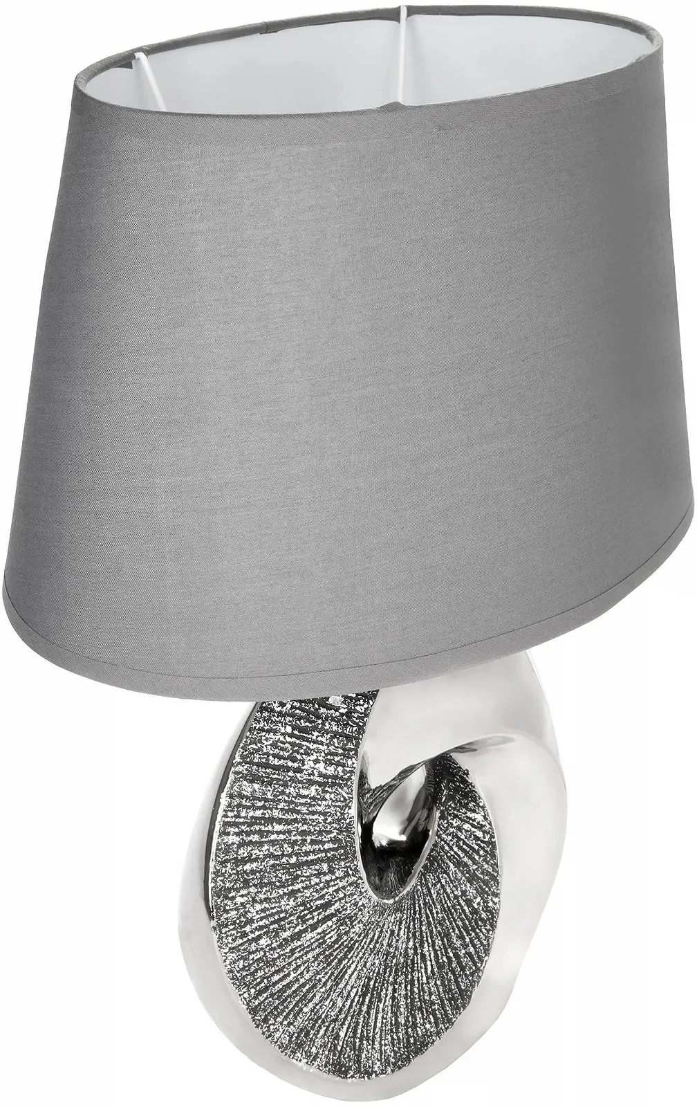 Настільна або приліжкова лампа BRUBAKER Silver Stone Ring Modern Ceramic 42.5 см висота Chrome Grey, фото №2