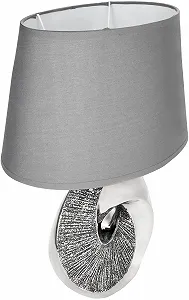 Настільна або приліжкова лампа BRUBAKER Silver Stone Ring Modern Ceramic 42.5 см висота Chrome Grey synthetic.ua - Фото 1