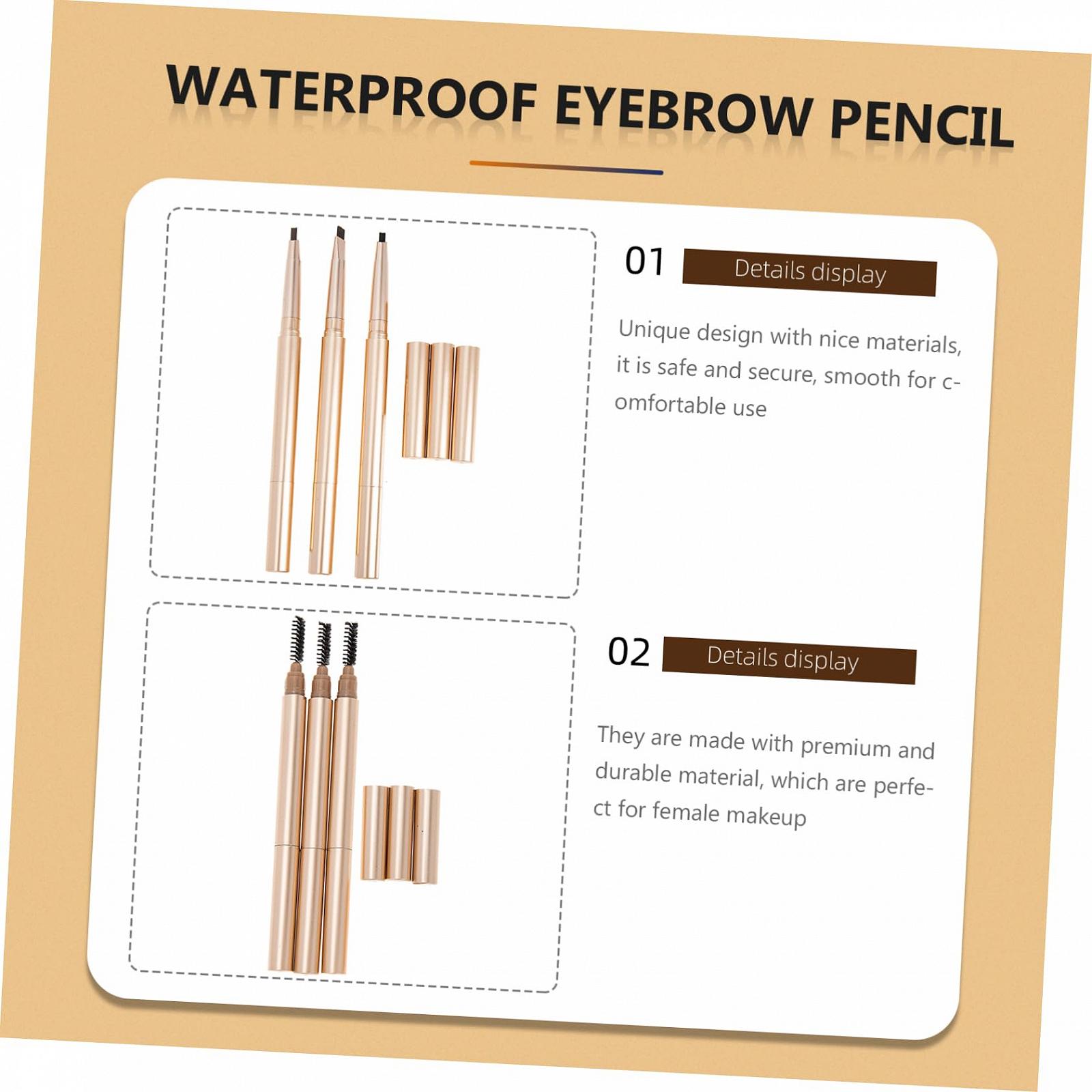 Олівець DOITOOL 3St двосторонній для брів стійкий темно-коричневий, фото №4