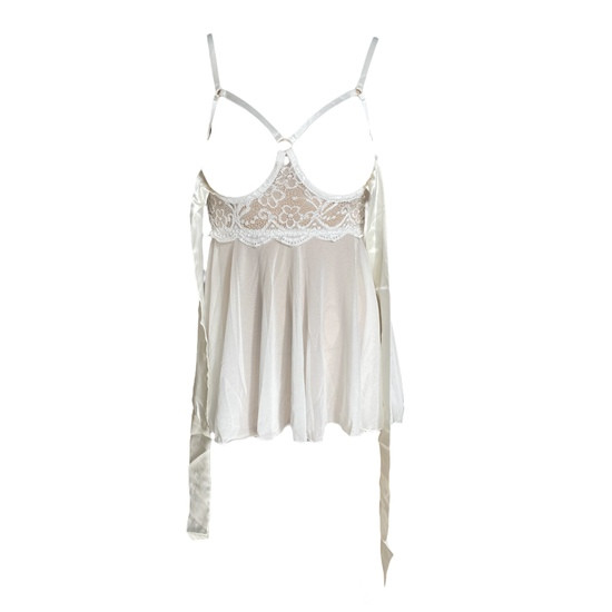 Женский пеньюар Белая Роза L-XL Yiyue стринги в комплекте белый, фото №3 Женский пеньюар Белая Роза L-XL Yiyue стринги в комплекте белый, фото №3