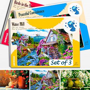 Пазл QUOKKA для людей с деменцией Птицы и кошки 63 детали 3 шт - Фото 1