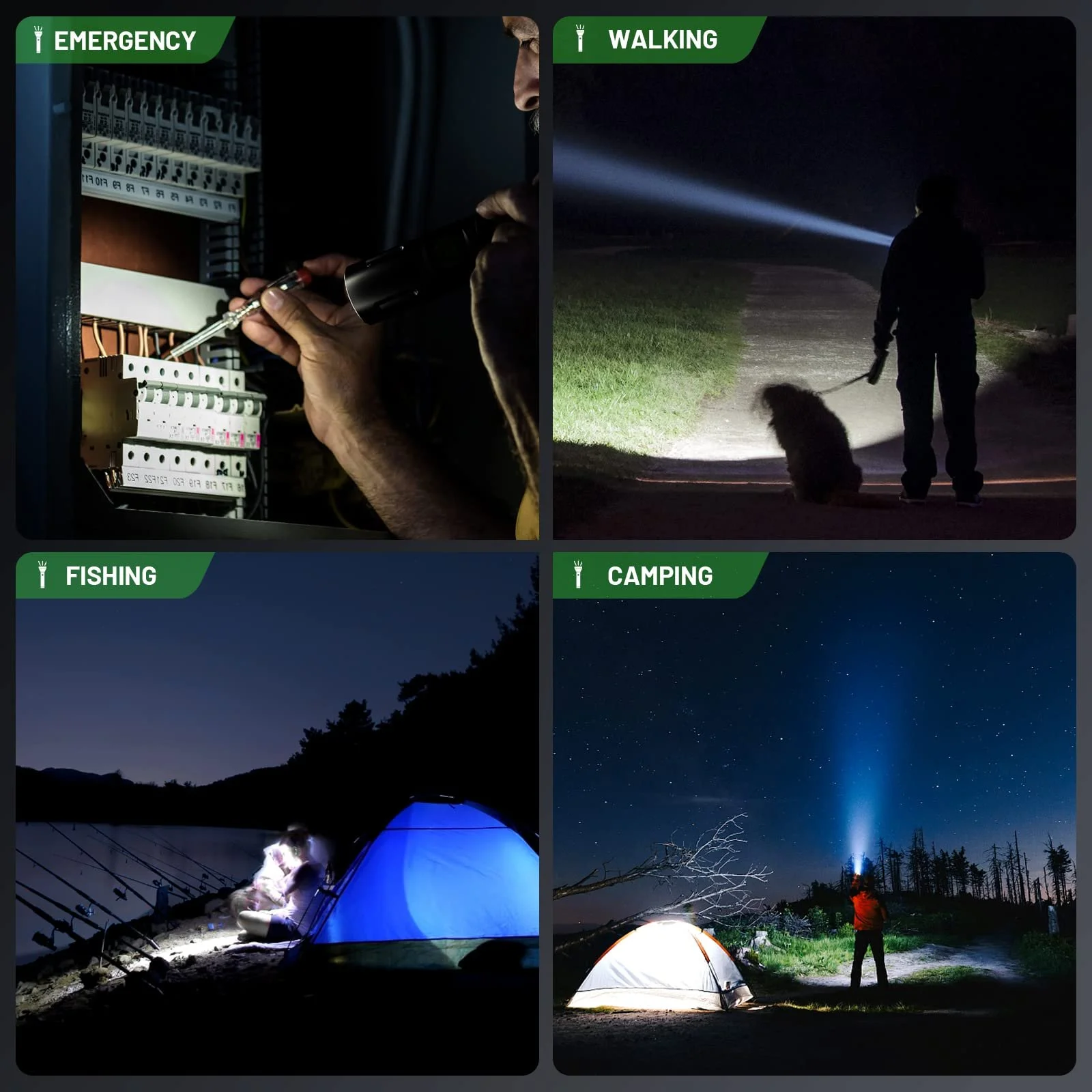 Ліхтар LED акумуляторний Brand Series Model 3500 люмен, надзвичайно яскравий, масштабований, з акумулятором, 3 режими освітлення для кемпінгу, фото №7