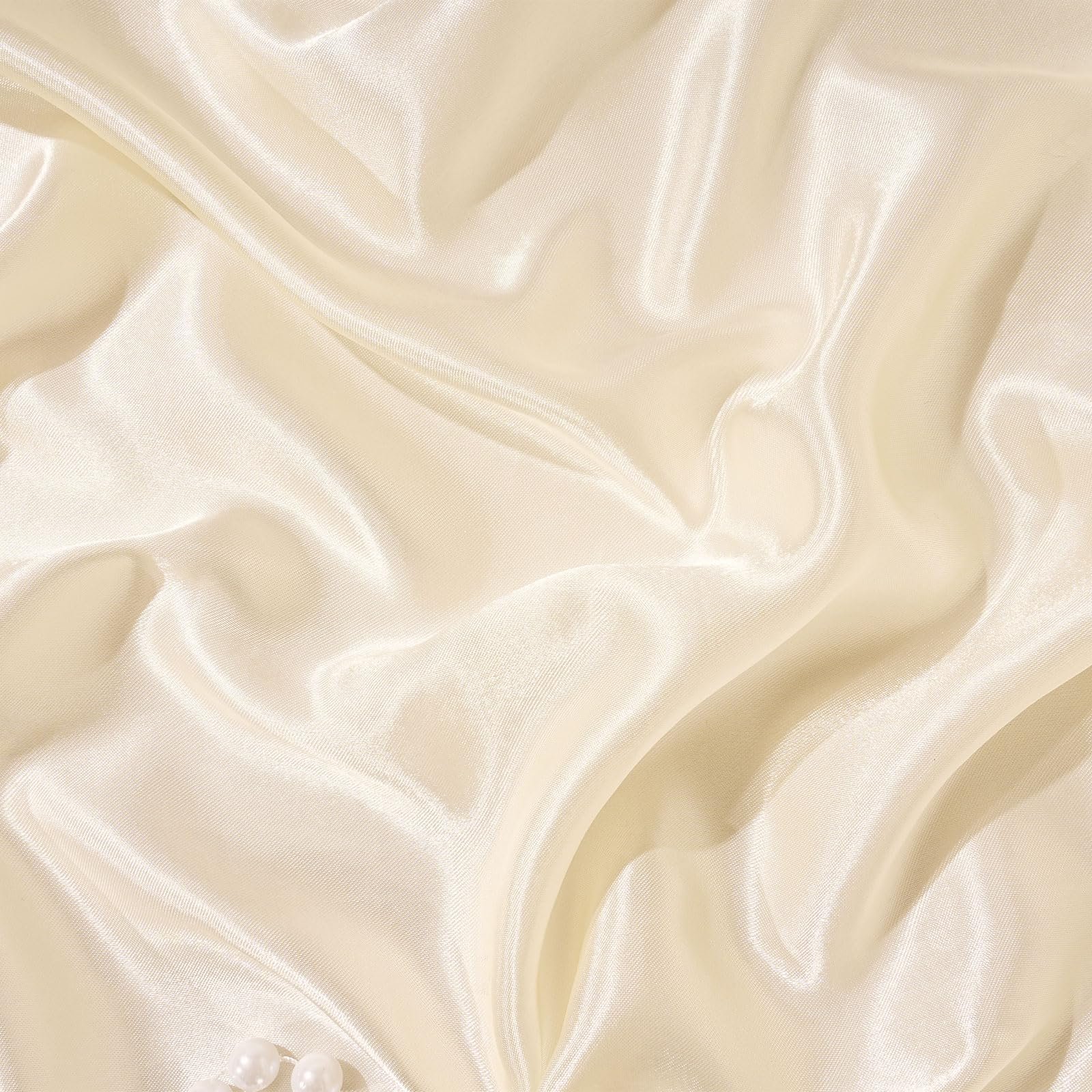 Скатертина сатинова DIY Design з бантами та намистинами 90 x 90 дюймів Cream, фото №8