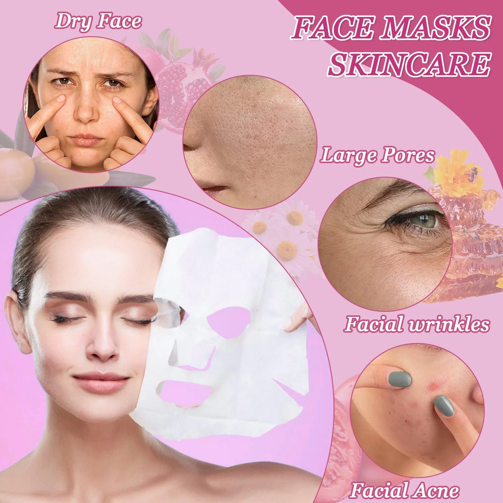 Тканинна маска для обличчя Ledeak Набір з 10 штук, фото №4