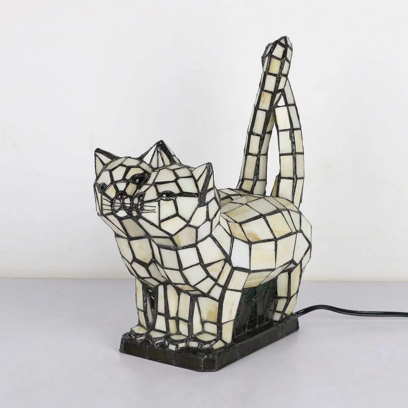 Настільна лампа Tiffany Cat Кіт Ручна робота Кольорове скло E14 Багатоколірна, фото №2