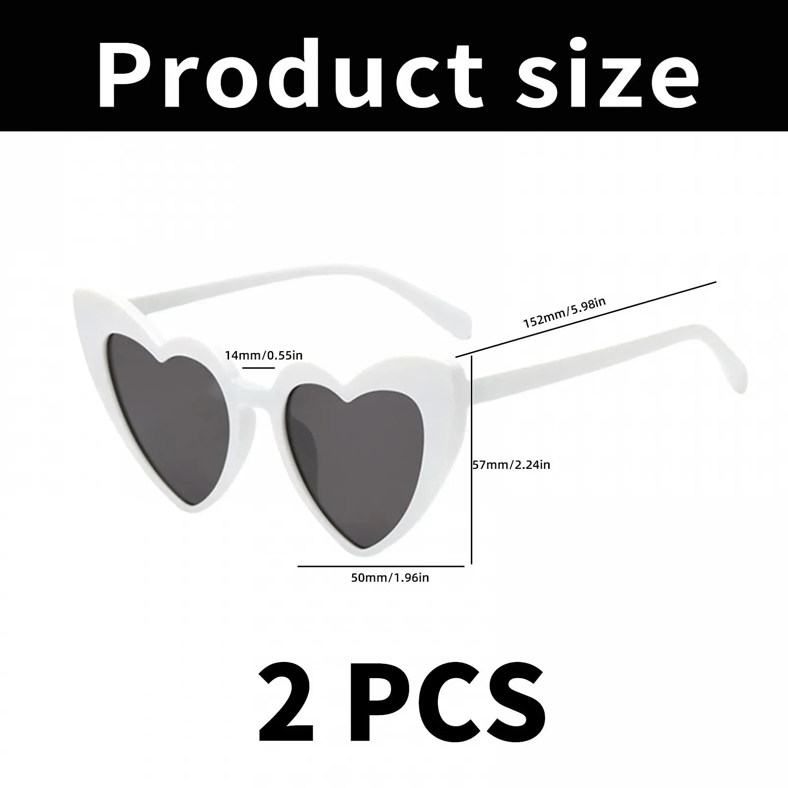 Сонцезахисні окуляри Серце WLVinson Чорний та Білий (2 шт), фото №2