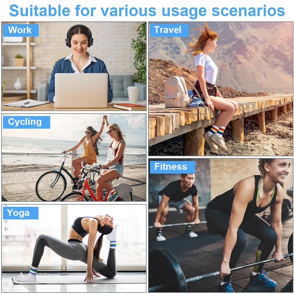 Носки теннисные Vicloon 6 пар Полосатые носки Радужные полоски, фото №7