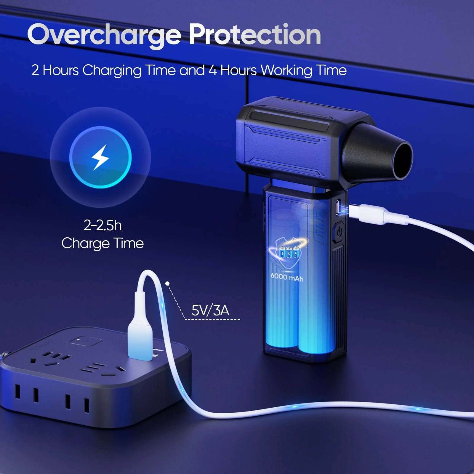 Електричний повітродувка iHomara 130000 RPM 6000mAh, фото №5 Електричний повітродувка iHomara 130000 RPM 6000mAh, фото №5