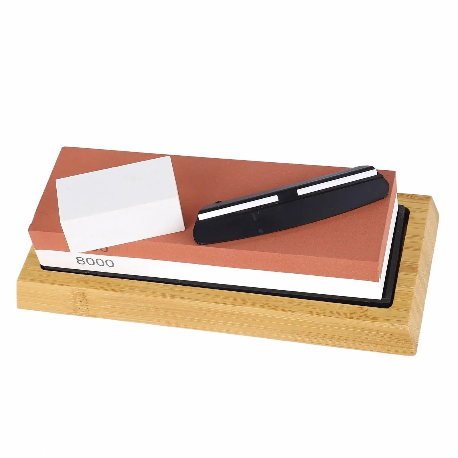 Точильний камінь зернистість 3000/8000 двосторонній з дерев'яною основою Червоно-білий, фото №4