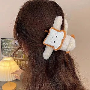 Плюшевая заколка-краб для волос Милая заколка для волос с начинкой в виде еды Стильное головное украшение Модное украшение для волос Толстые длинные заколки для волос для женщин и девушек synthetic.ua - Фото 1