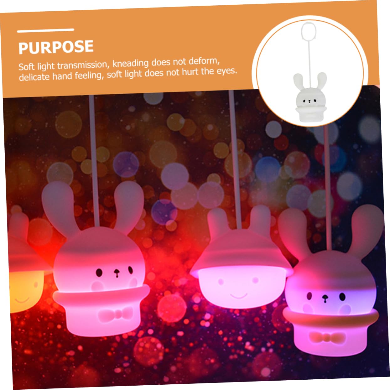 Лампа DOITOOL Pack of 5 Long Ear Rabbit силиконовая ночник детская кроличья лампа литиевая батарея пластиковая портативная белая, фото №4 Лампа DOITOOL Pack of 5 Long Ear Rabbit силиконовая ночник детская кроличья лампа литиевая батарея пластиковая портативная белая, фото №4