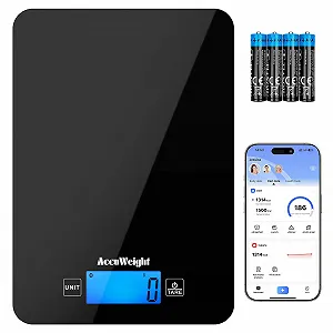 Купити Кухонні ваги ACCUWEIGHT CK780 Bluetooth з калькулятором харчової цінності 5 кг Чорні - Фото 1 Кухонні ваги ACCUWEIGHT CK780 Bluetooth з калькулятором харчової цінності 5 кг Чорні - Фото 1