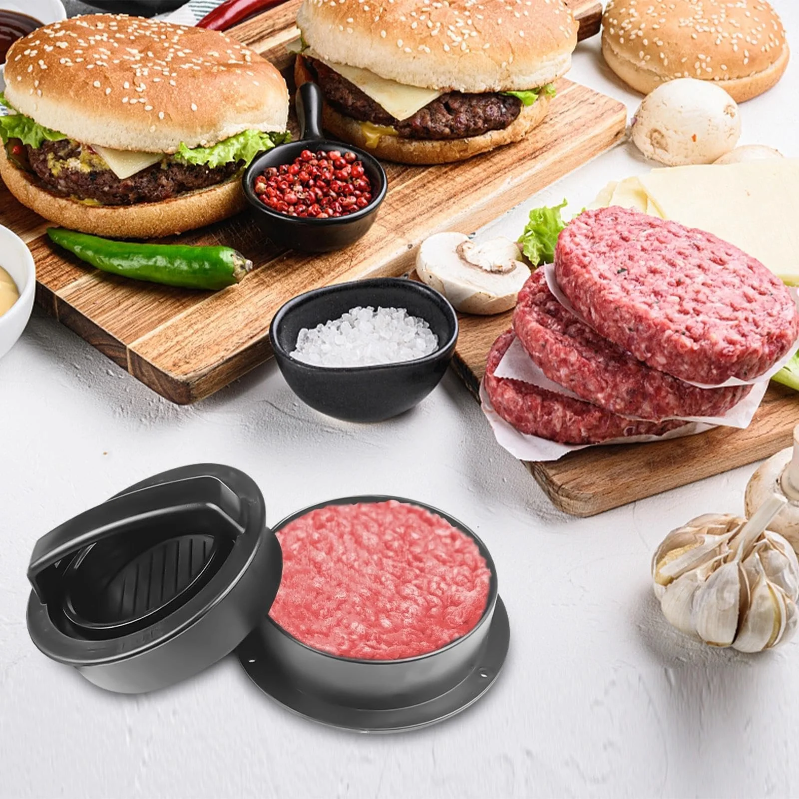 Набор для бургеров Burger Press Set 3 в 1 пластиковый Черный, фото №7 Набор для бургеров Burger Press Set 3 в 1 пластиковый Черный, фото №7